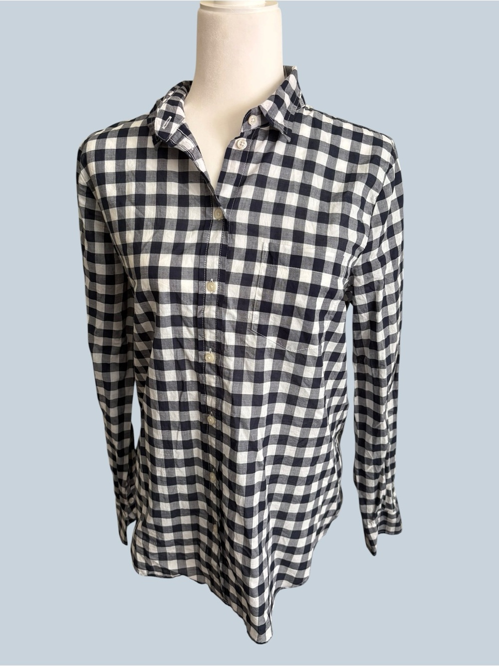 J. Crew Mercantile Women’s Navy and White Gingham Button-Down Shirt